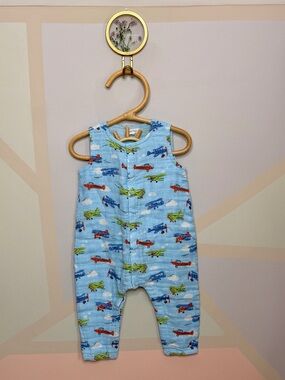 Angel Dear Baby Blue Gauze one piece with airplane print ✈️